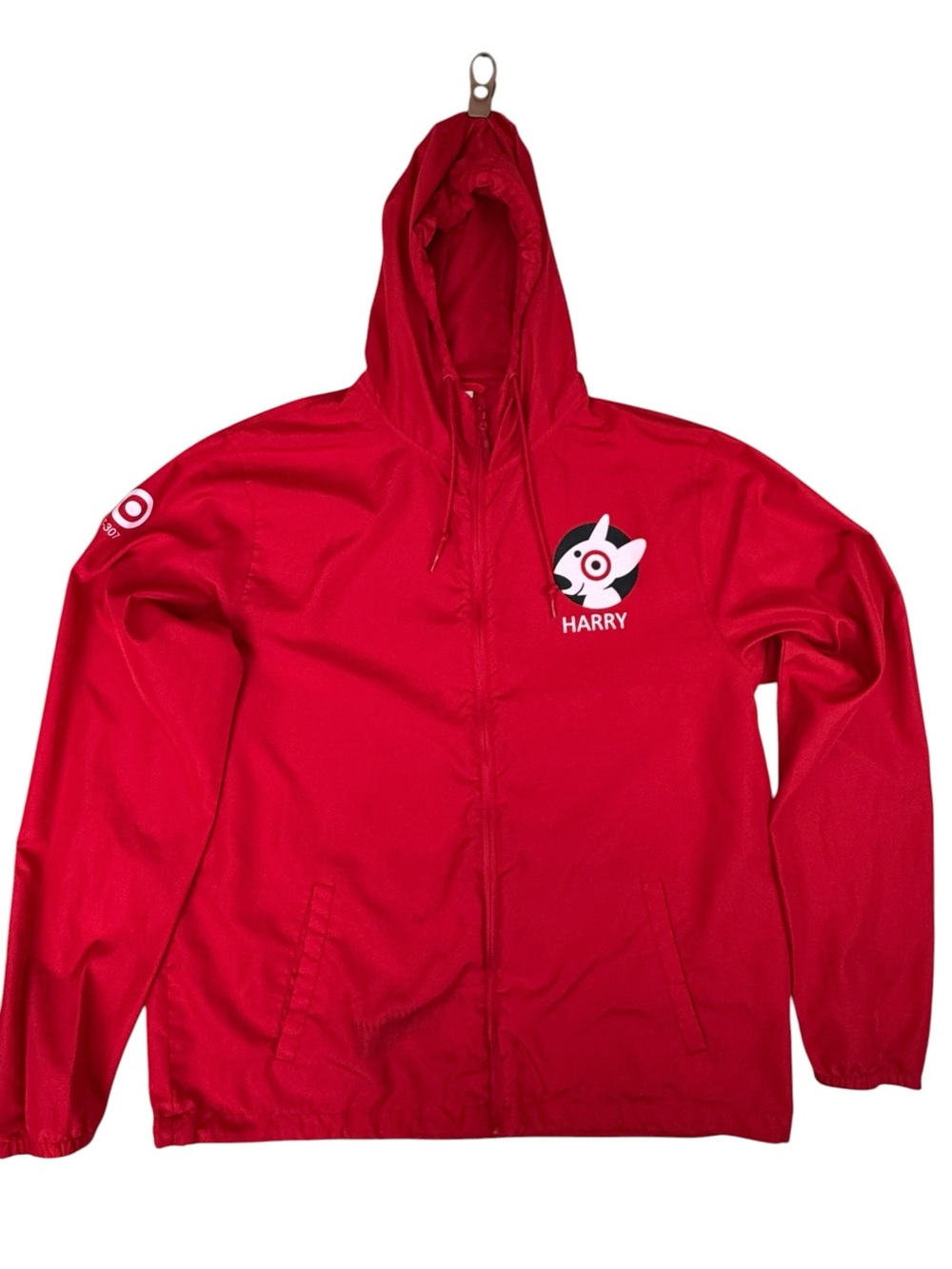Red Target Bullseye Harry Hooded Windbreaker Jacket 2XL